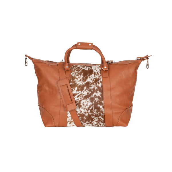 Greenwood Leather - Outback Hair-On Duffle – Tan Leather & Cowhide Travel Bag GLC