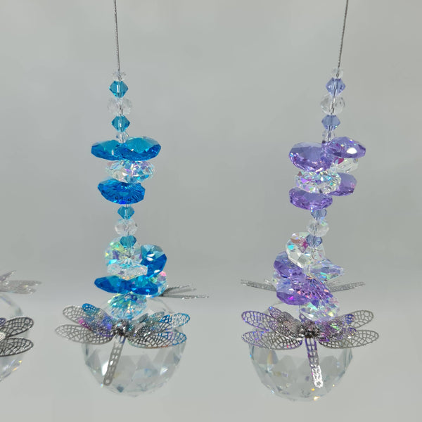 Dragonfly Suncatcher filigree gift, large 40mm crystal ball CDB