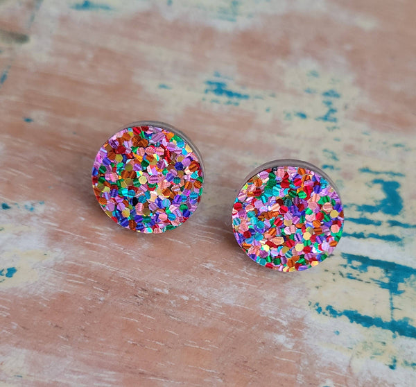 Earrings - Confetti delight Acrylic Round stud earrings SSE