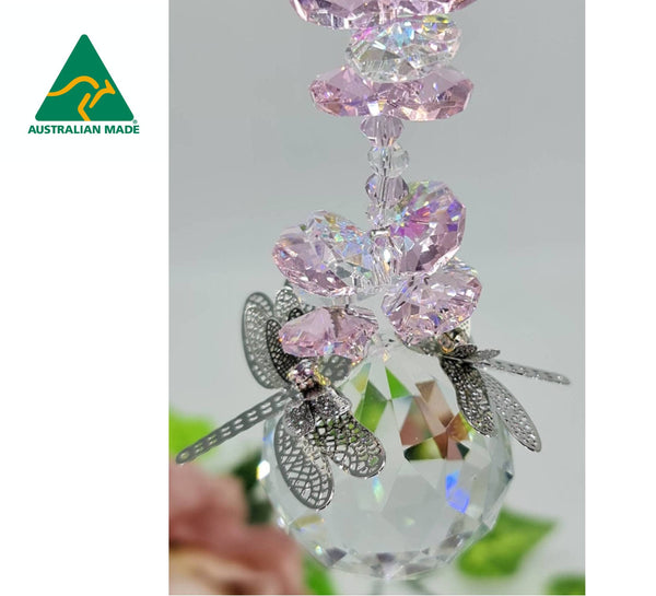 Dragonfly Suncatcher filigree gift, large 40mm crystal ball CDB