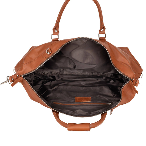 Greenwood Leather - Outback Hair-On Duffle – Tan Leather & Cowhide Travel Bag GLC