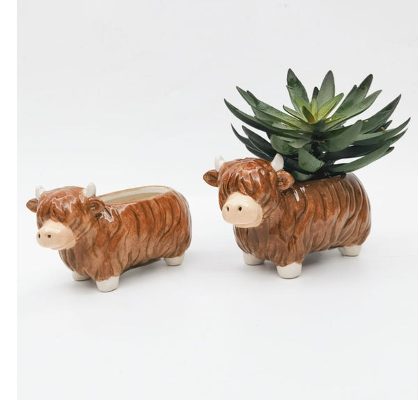 Planter Highland Cow 2 sizes PHC