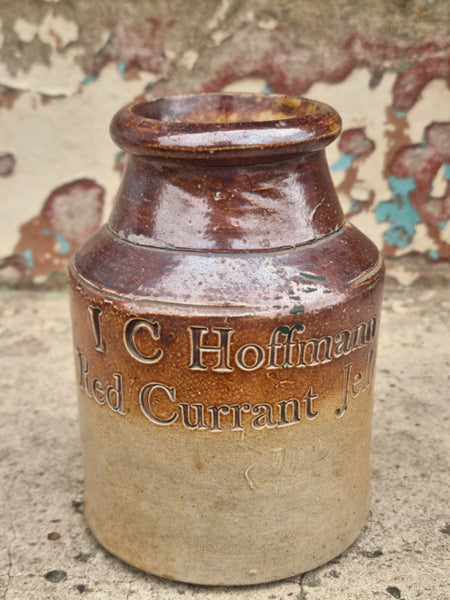 Antique IC Hoffmann Red Current Jelly Stone Jar MSCJ