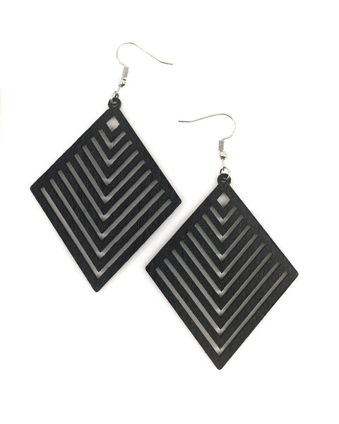 Izzy Timber Diamond Earrings | Geometric Drops Earrings TDE