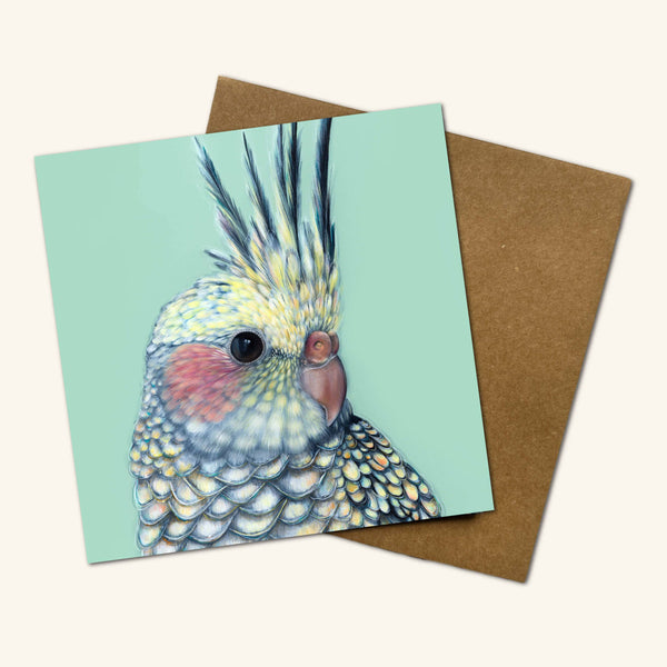 Australian Birds - Tilly the Cockatiel Greeting Card JTC 💚