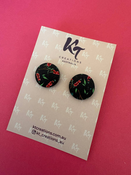Bottlebrush printed MDF studs - Australiana earrings. BBP