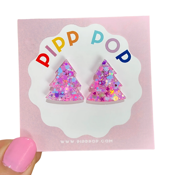 Glitter Christmas Tree Studs GCT
