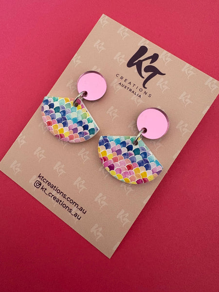 Mini Watercolour rainbow Acrylic dangles KTMW 💚