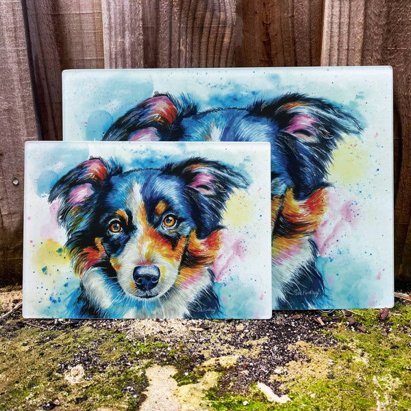 Border Collie Glass Cutting Board BCC