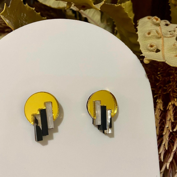 EARRINGS Art Deco Studs  PPAD