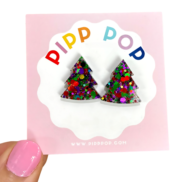 Glitter Christmas Tree Studs GCT