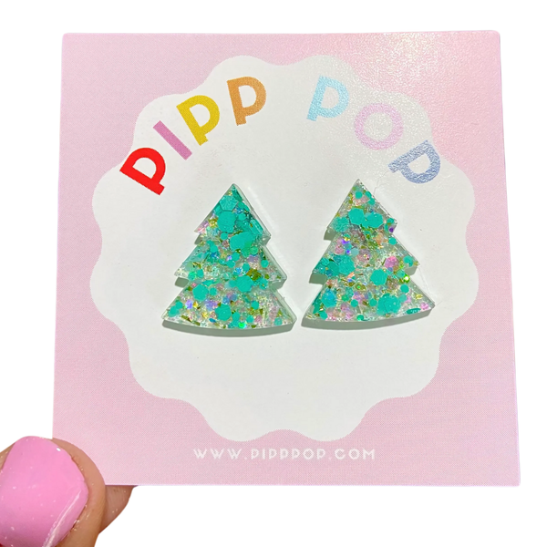 Glitter Christmas Tree Studs GCT