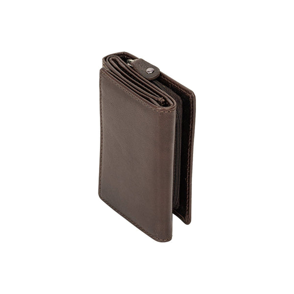 The Harvest — Women's Brown Leather Bifold Wallet with Zip Coin Purse & RFID Protection HWB