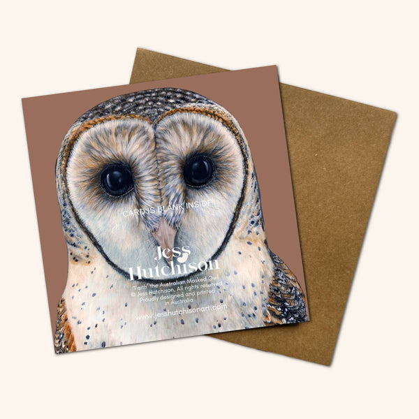 New design - Faith the Australian Masked Owl Greeting Card JFO 💚