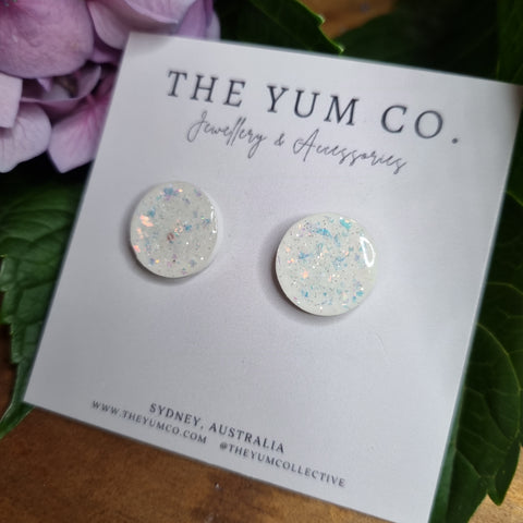Earrings - The Yum Co. White Glitter YWG .