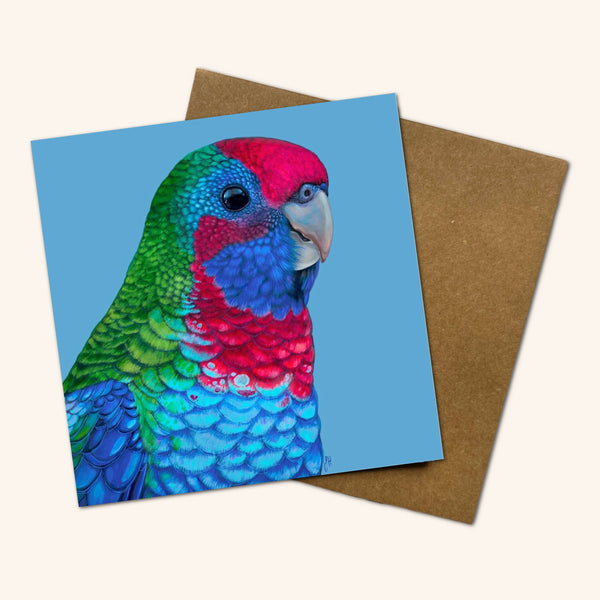 Percy the Crimson Rosella Greeting Card PCA 💚