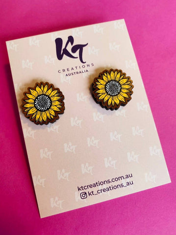 Earrings - Sunflower printed  studs KTSW