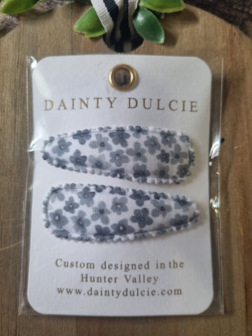 Dainty Dulcie Hair Clip Blue Flowers DDBF
