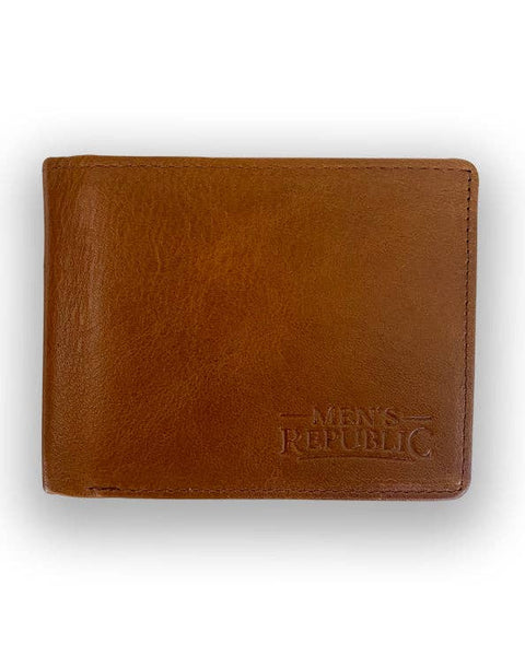 Men's Republic Leather Wallet and Keyring Set - Brown LWB