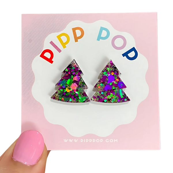 Glitter Christmas Tree Studs GCT