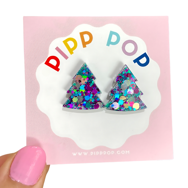 Glitter Christmas Tree Studs GCT