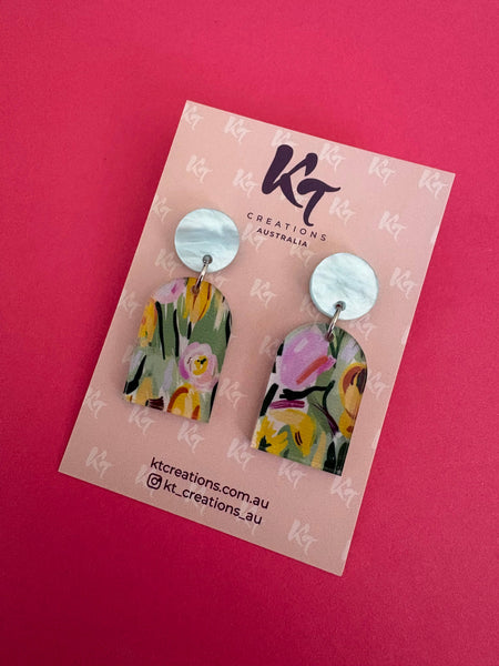 Sweet bouquet Flower dangles -  Acrylic Earrings - Mother’s SBF