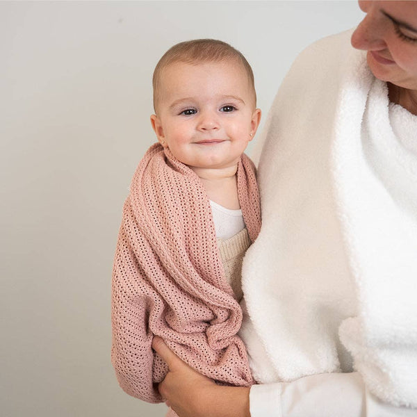 Bassinet Cotton Cellular Blanket - Dusty Pink BCP