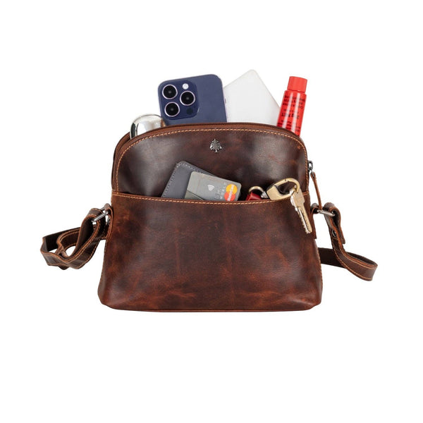 The Explorer Compact Crossbody – Vintage Sandal Leather Bag ECV
