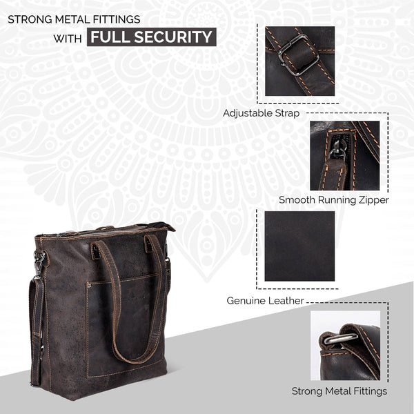 Classic Leather Tote Bag Bunbury Brown GW2025BRN LTB