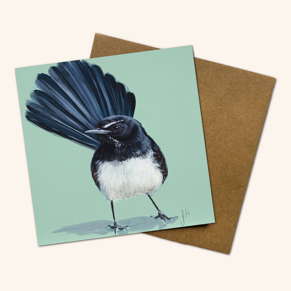 New design - Walter the Willie Wagtail Greeting Card JWW 💚