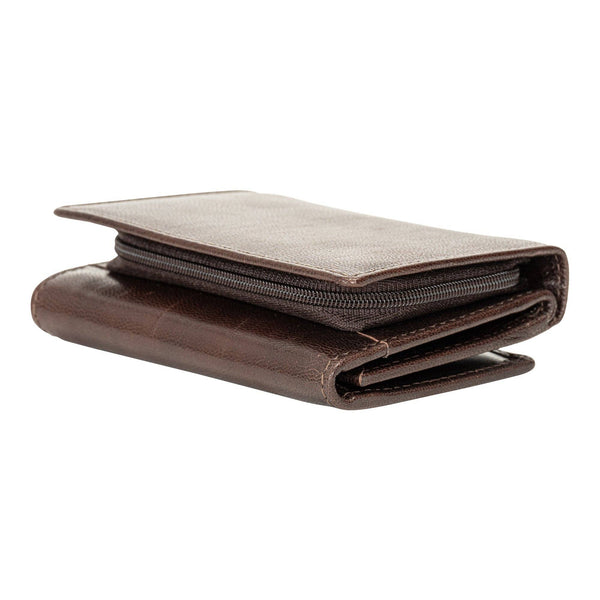 The Harvest — Women's Brown Leather Bifold Wallet with Zip Coin Purse & RFID Protection HWB