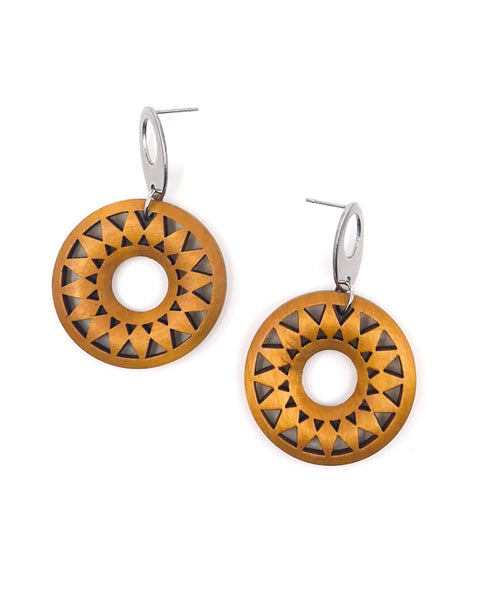 Timber Sun Pendant Drops | Statement Earrings TSP