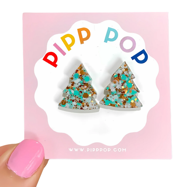 Glitter Christmas Tree Studs GCT