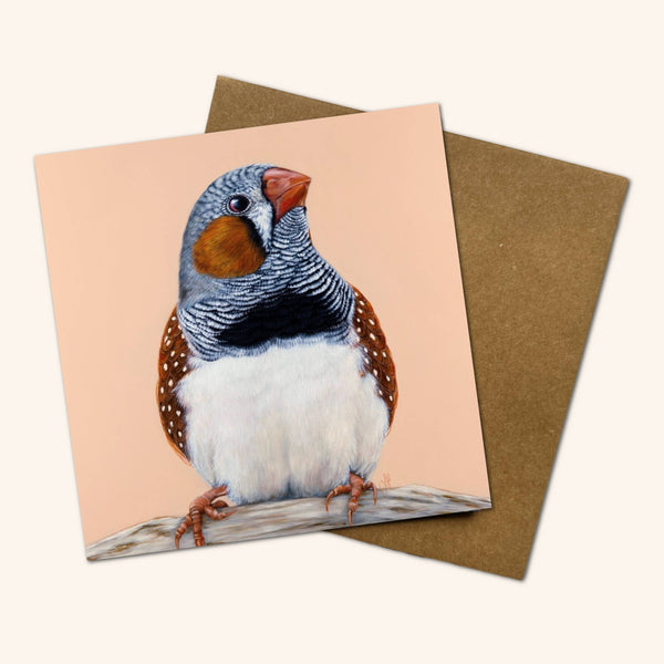 Felix the Zebra Finch Greeting Card FZF 💚