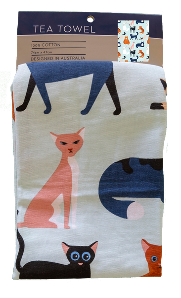 Tea Towel - Colourful Cats TCC