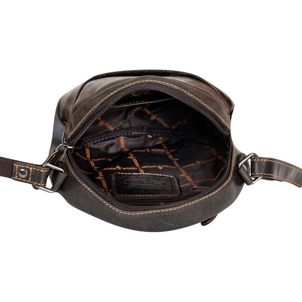 Circle Luxe – Brown Leather Crossbody Bag. CLB