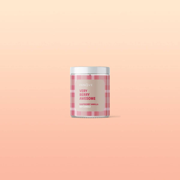 Candle - Very Berry Awesome Soy Candle - Raspberry Vanilla Fragrance CVBA