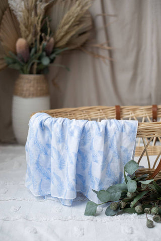 Muslin Wrap - Blue Feather Muslin Swaddle MWB