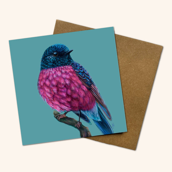 Roy the Pink Robin Greeting Card RPR💚