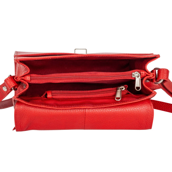 Greenwood Harper Red Leather Top Handle Crossbody Bag GHC
