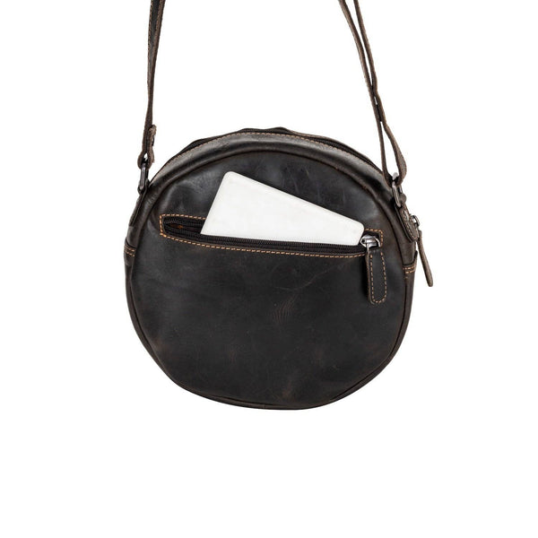 Circle Luxe – Brown Leather Crossbody Bag. CLB