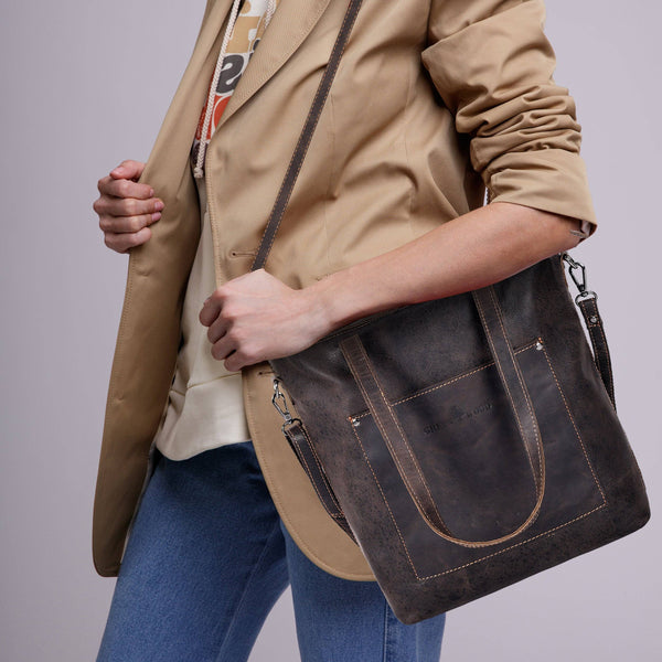 Classic Leather Tote Bag Bunbury Brown GW2025BRN LTB