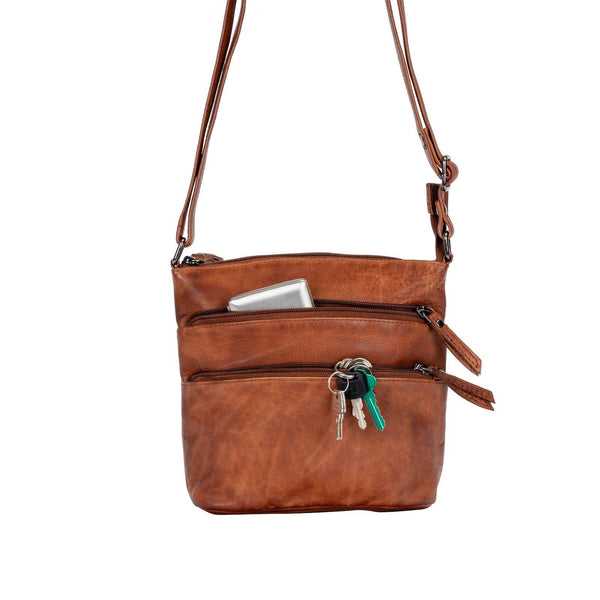 Greenwood Leather - Ladies Cross Body Leather Bag BLACK GLB