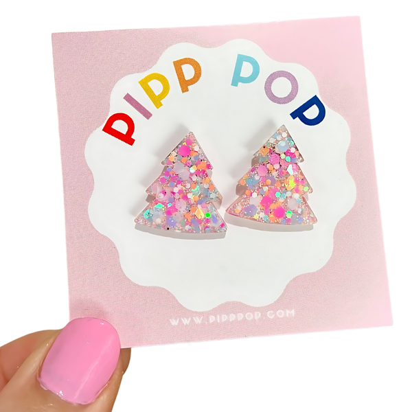 Glitter Christmas Tree Studs GCT