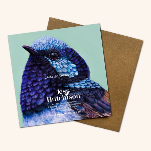Pip the Superb Fairy Wren Greeting Card JFW 💚
