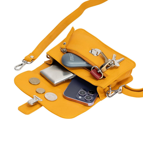 Sunny Mini Leather Crossbody Bag — Mustard Yellow GWSC