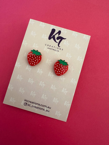 Statement strawberry acrylic stud earrings SSA