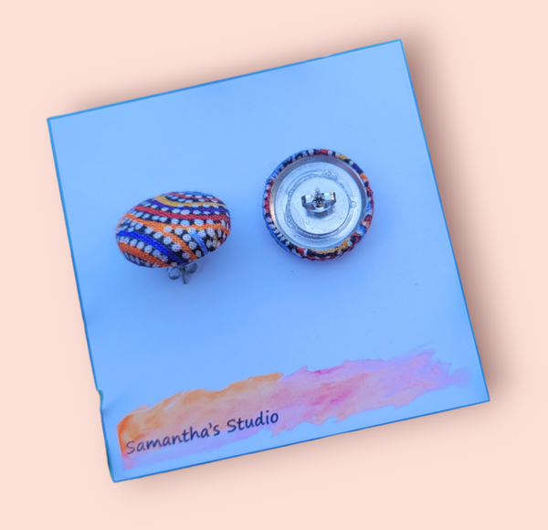 Earrings - Indigenous Dot Art (multi colour) Button stud earrings SSI