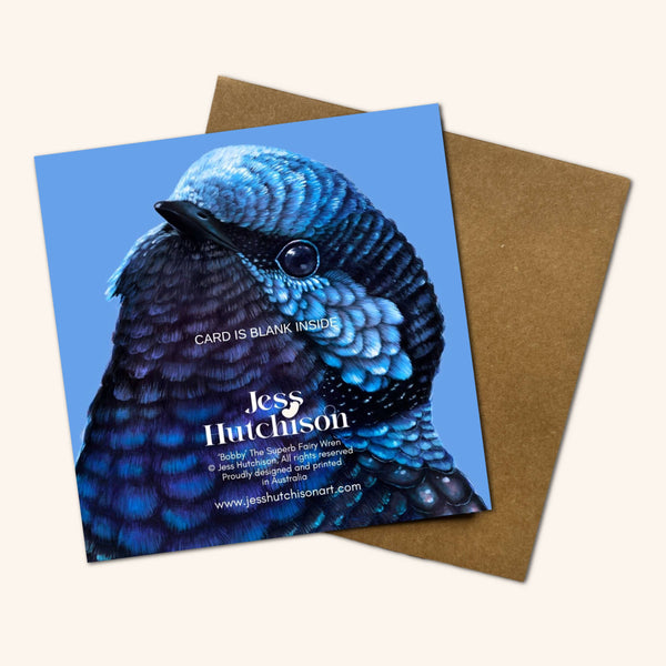 Bobby the Superb Fairy Wren Greeting Card JSW 💚