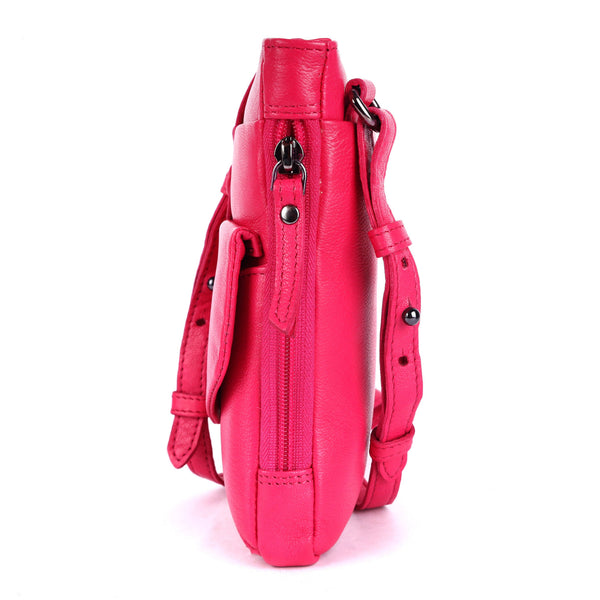 Greenwood Saffron Leather Phone Crossbody Bag Pink GSP
